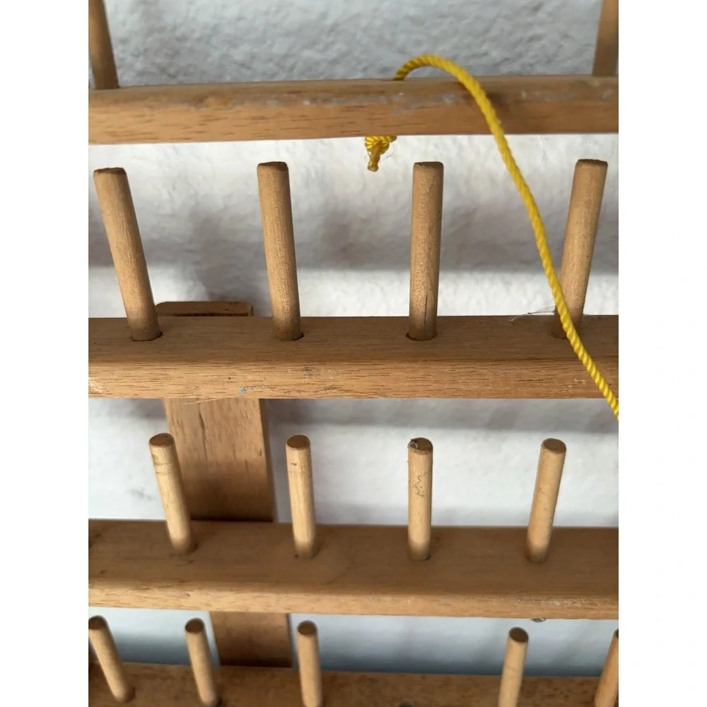 Johnny Buttons Spool Wood Thread Holder Hanging Rack Missing/Broken Spindles